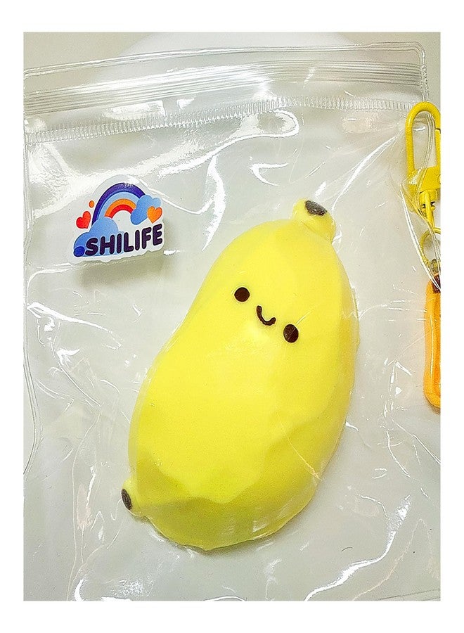 SHILIFE Taba Squishy,Stress Ball, Kawaii Squishies Silica Gel Toys,Stress Relieving Fur Ball OPP Packaging Gifts|Squishy Fidget Toys for Anxiety&Relaxation|Perfect Desk Accessory for Adults (Banana) - Image 2